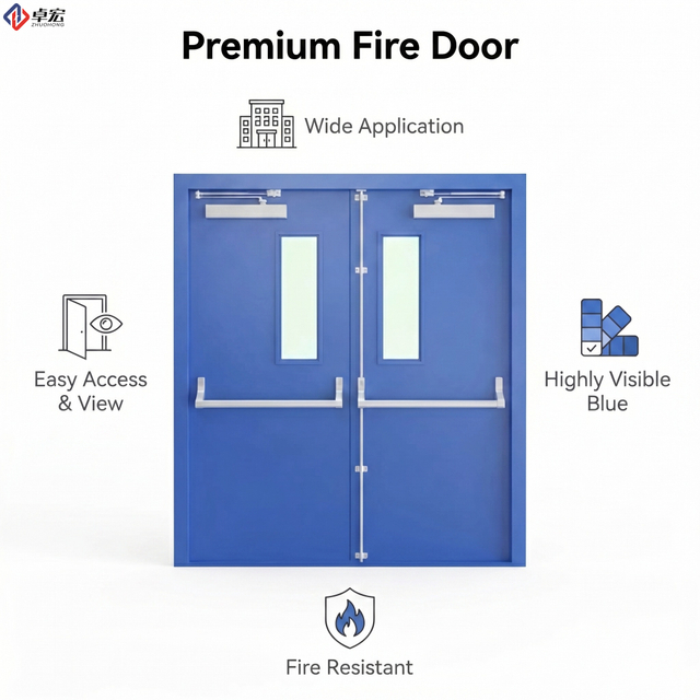 FD60 Double Leaf Steel Fire Door for Commercial Projects
