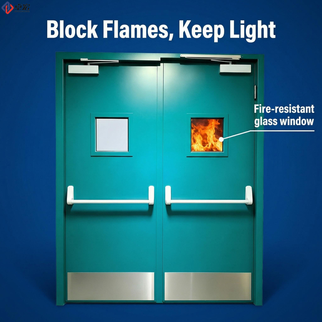 FD60 Steel Fire Door with Panic Bar for Emergency Exits